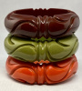 BB118 chunky swirl carved bakelite bangles